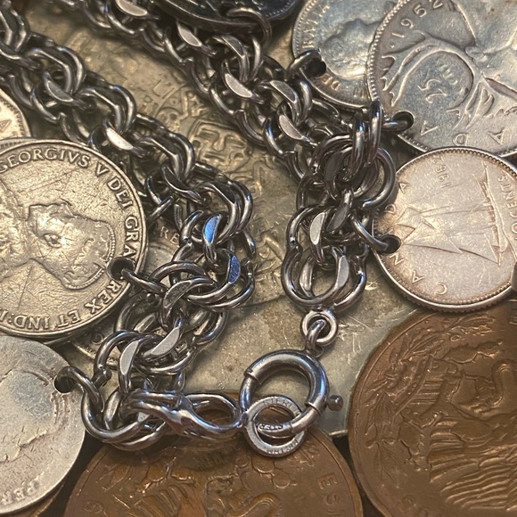 Sterling charm bracelet . 69 grams - Picture 5 of 12